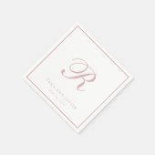 Serviette En Papier Monogramme classique Dusty Rose rose élégant maria (Coin)