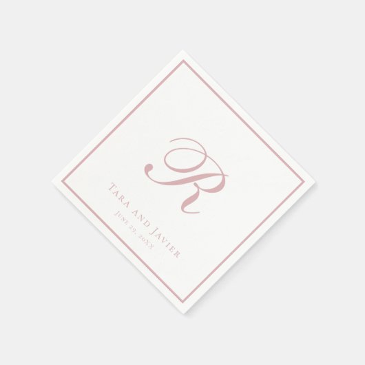 Serviette En Papier Monogramme classique Dusty Rose rose élégant maria (Coin)