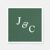 Serviette En Papier Monogramme classique Emerald Green Mariage Napkin (Devant)