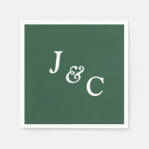 Monogramme classique Emerald Green Mariage Napkin