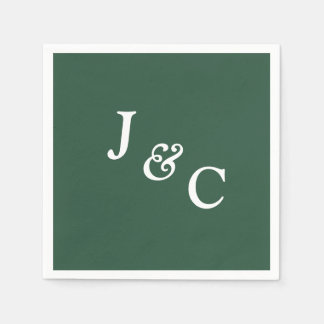 Serviette En Papier Monogramme classique Emerald Green Mariage Napkin