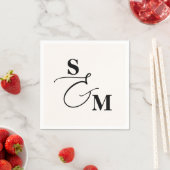 Serviette En Papier Monogramme Classique Mariage Ampersand Script Mode (En situation)