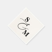 Serviette En Papier Monogramme Classique Mariage Ampersand Script Mode (Coin)