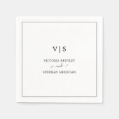 Serviette En Papier Monogramme classique Noir et Blanc Mariage élégant (Devant)
