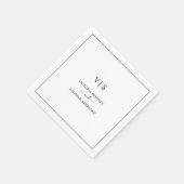 Serviette En Papier Monogramme classique Noir et Blanc Mariage élégant (Coin)
