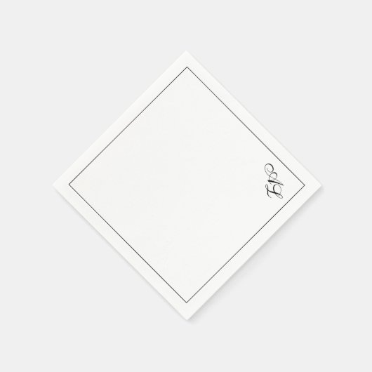 Serviette En Papier Monogramme classique Noir et blanc Mariage traditi (Coin)