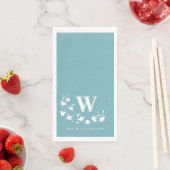 Serviette En Papier Monogramme Classique Nom Couronne Florale Sarcelle (En situation)