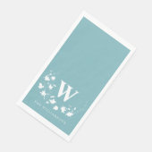 Serviette En Papier Monogramme Classique Nom Couronne Florale Sarcelle (Coin)