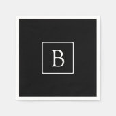 Serviette En Papier Monogramme classique simple | Texte noir et blanc (Devant)