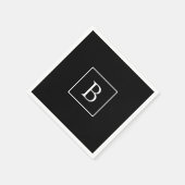 Serviette En Papier Monogramme classique simple | Texte noir et blanc (Coin)