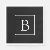 Serviette En Papier Monogramme classique simple | Texte noir et blanc (Devant)