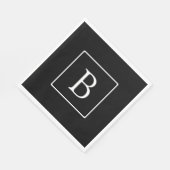 Serviette En Papier Monogramme classique simple | Texte noir et blanc (Coin)
