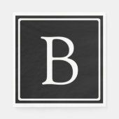Serviette En Papier Monogramme classique simple | Texte noir et blanc (Devant)