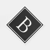 Serviette En Papier Monogramme classique simple | Texte noir et blanc (Coin)