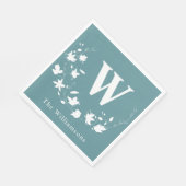Serviette En Papier Monogramme classique Turquoise de couronne botaniq (Coin)