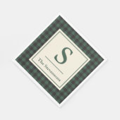 Serviette En Papier Monogramme classique vert noir de bison tartan pla (Coin)