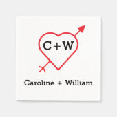 Serviette En Papier Monogramme Coeur Et Flèche (Devant)