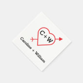 Serviette En Papier Monogramme Coeur Et Flèche (Coin)