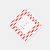 Serviette En Papier Monogramme Coeurs rouges Couple Nom Mariage romant (Coin)
