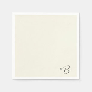 Serviette En Papier Monogramme Combo Police Crème Mariage Cocktail
