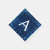 Serviette En Papier Monogramme Confetti en diamant bleu et argenté (Coin)