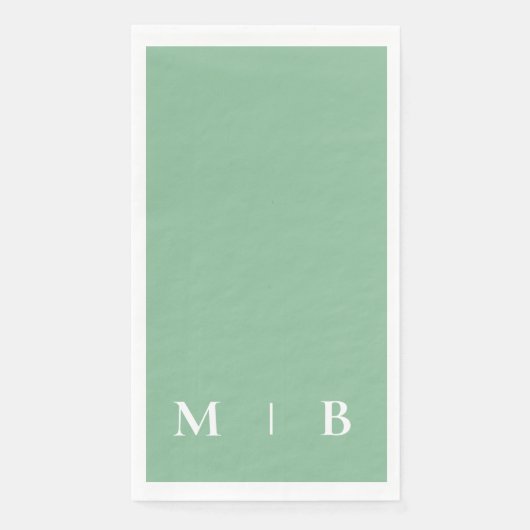 Serviette En Papier Monogramme contemporain Mariage vert d'été (Devant)