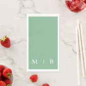 Serviette En Papier Monogramme contemporain Mariage vert d'été (En situation)