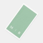 Serviette En Papier Monogramme contemporain Mariage vert d'été (Coin)