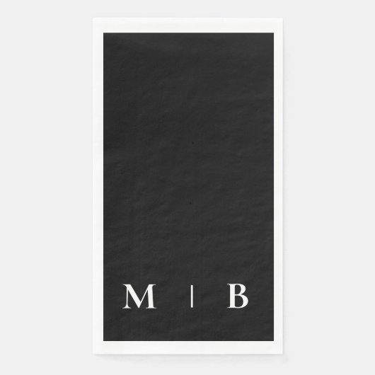 Serviette En Papier Monogramme contemporain noir et blanc (Devant)