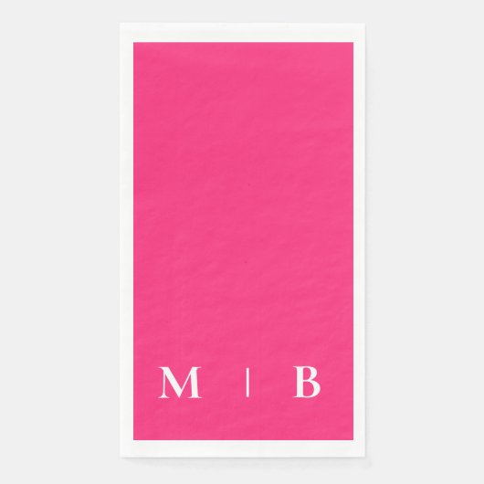 Serviette En Papier Monogramme Contemporain Rose & Blanc (Devant)