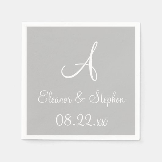 Serviette En Papier Monogramme Cool argent une couleur papier serviett (Devant)