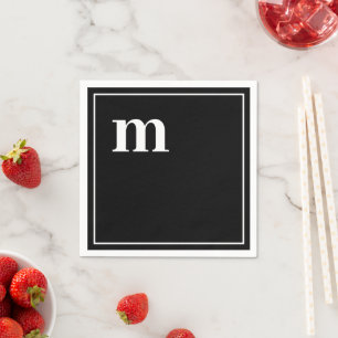 Serviette En Papier Monogramme Coque inférieur en gras tendance noir e