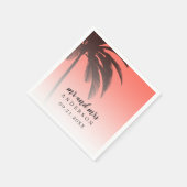 Serviette En Papier Monogramme Corail Tropical Palm Tree Beach Mariage (Coin)