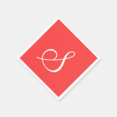 Serviette En Papier Monogramme Coral Rouge Classé Monochromatique Papi (Coin)