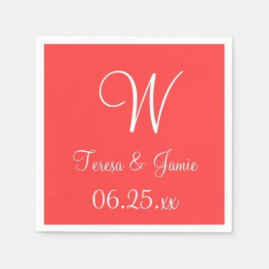 Serviette En Papier Monogramme Coral Rouge Haut de gamme serviettes co (Devant)