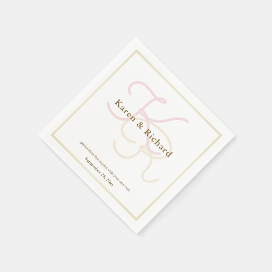 Serviette En Papier monogramme couleur pâle (Coin)