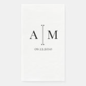 Serviette En Papier Monogramme Couple Date Simple Minimal Mariage (Devant)