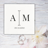 Serviette En Papier Monogramme Couple Date Simple Minimal Mariage