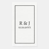 Serviette En Papier Monogramme Couple Nom personnalisé Mariage noir bl (Devant)