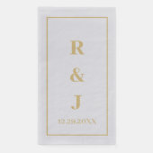 Serviette En Papier Monogramme Couple Personnalisé Nom Golden Yellow S (Devant)