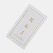 Serviette En Papier Monogramme Couple Personnalisé Nom Golden Yellow S (Coin)