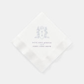 Serviette En Papier Monogramme couronne blanc argenté violet mariage (Coin)