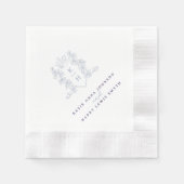 Serviette En Papier Monogramme couronne blanc argenté violet mariage (Devant)