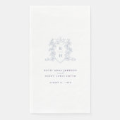 Serviette En Papier Monogramme couronne blanc argenté violet mariage (Devant)