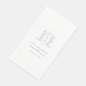 Serviette En Papier Monogramme couronne blanc argenté violet mariage (Coin)