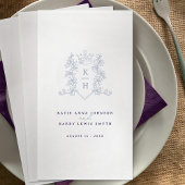 Serviette En Papier Monogramme couronne blanc argenté violet mariage