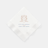 Serviette En Papier Monogramme couronne blanche rose or mariage (Coin)