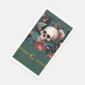 Serviette En Papier Monogramme Crâne et Fleurs (Coin)