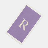 Serviette En Papier Monogramme Crème et Violet (Coin)