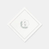 Serviette En Papier Monogramme Crest avec branches d'olivier Mariage (Coin)